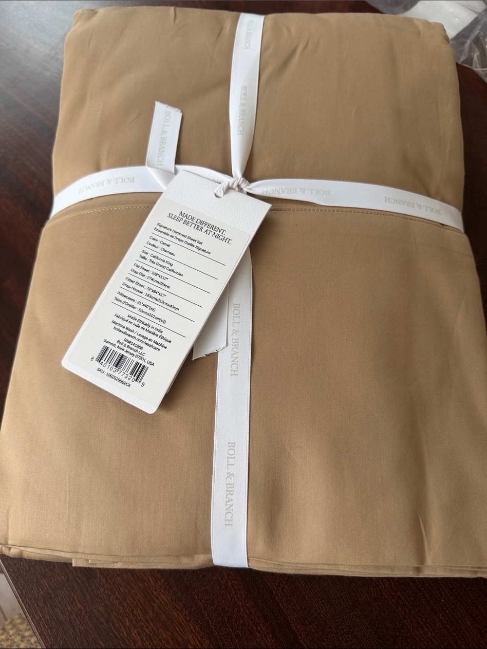 Boll & Branch Camel signature hemmed Bedding Sheet Set size C/K